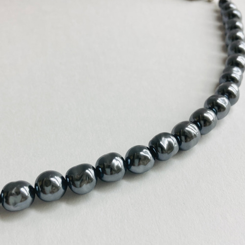 ネックレス 未使用 14金 JCM ブラックバロックパール ブラックパール ネックレス クリスタルパール 8mm玉 長さが