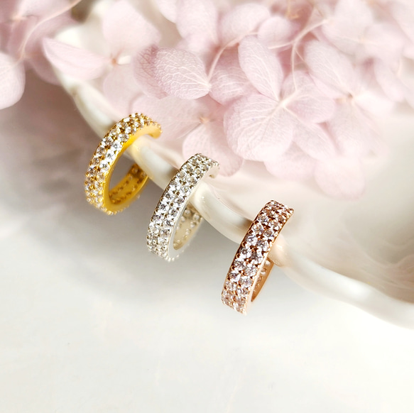 春のキラキラ シルバーイヤーカフ キュービックジルコニア 一個