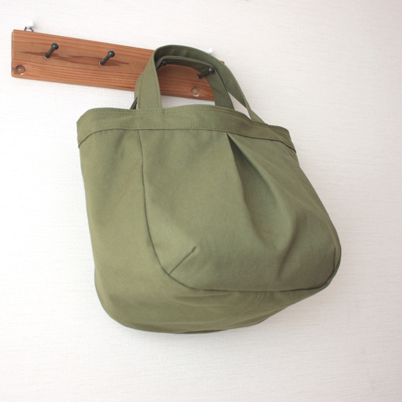 コロンと小さめ帆布トートバッグ（モスグリーン） 3枚目の画像