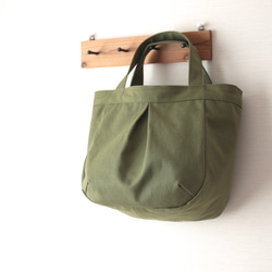 コロンと小さめ帆布トートバッグ（モスグリーン） 2枚目の画像