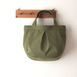 コロンと小さめ帆布トートバッグ（モスグリーン） 1枚目の画像