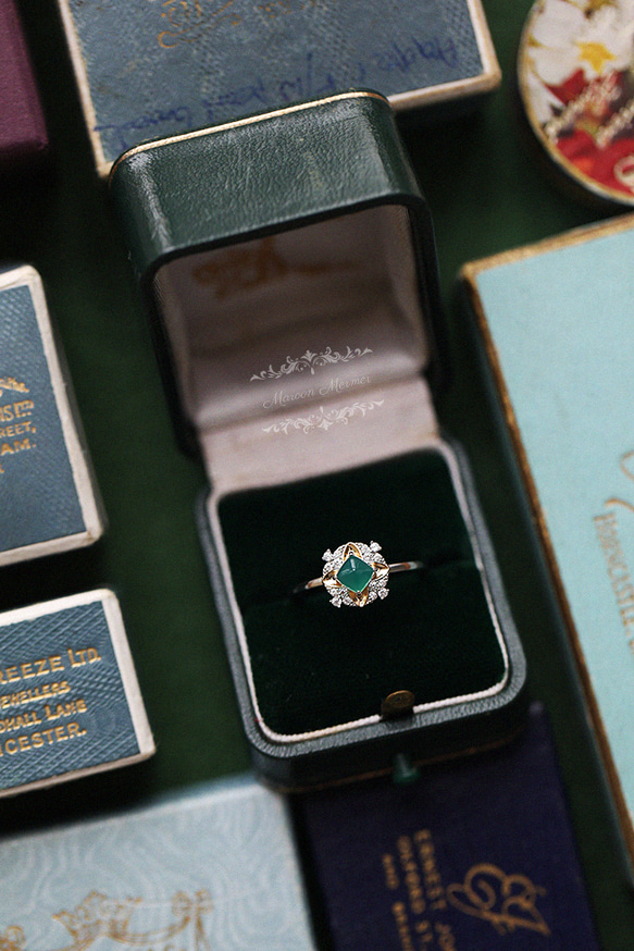 天然瑪瑙　緑玉髄　指輪　リング　高級百貨店クォリティー S925 金メッキ  最高級 5A ジルコニア 2枚目の画像