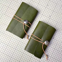 復古風格手工筆記本封面旅行筆記本密涅瓦盒橄欖綠 第2張的照片