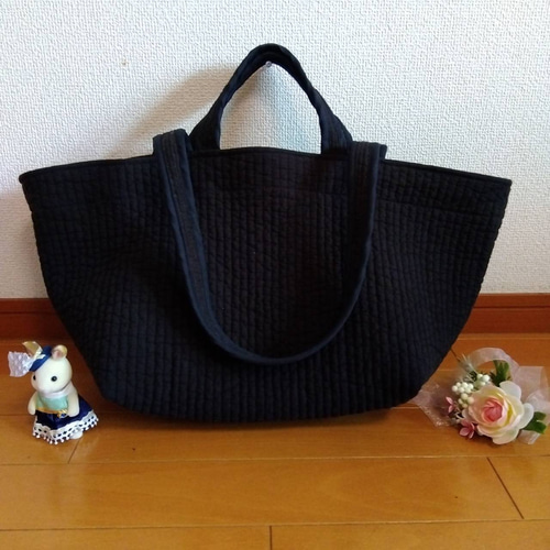 マグネット 底板ポリ黒☆トートバッグL☆ ネイビー ヌビバッグ リスタート マグネット 底板ポリ黒☆トートバッグL☆ ネイビー ヌビバッグ