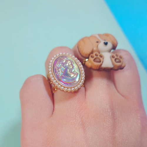アンティークジュエリー ピアス750(18K) カメオ ケース付き