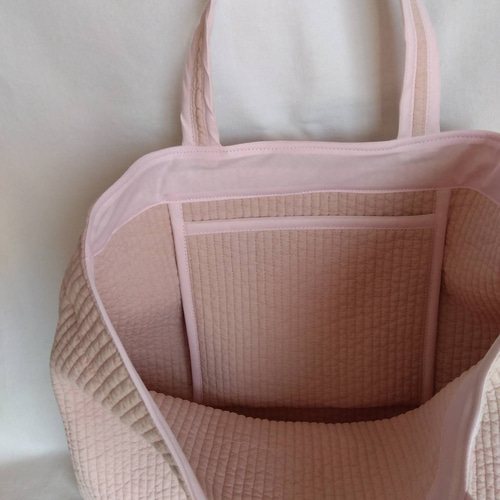 ヌビバッグ ポケットいっぱい ベージュ×リトルフラワー ハンドメイド