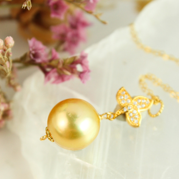 南洋白蝶真珠パールペアルース ケシ ナチュラルゴールドカラー