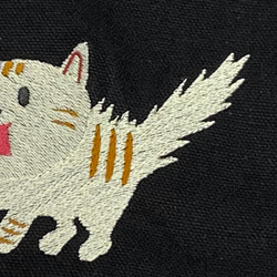 【送料無料】驚き猫の刺繍  内ポケット付き キャンバス サコッシュ 5枚目の画像