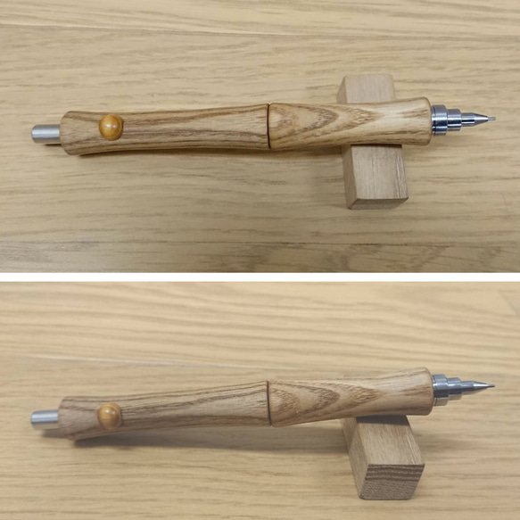 木軸シャープペンシル　PG-オーク  T-１B　（茶色系）　■製図用先端改短切　限定　限定品　木軸シャーペン　木製 2枚目の画像