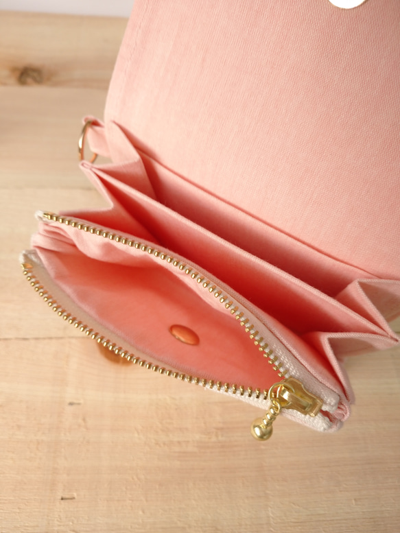 草花果樹のシンプルなミニ財布[軽量]＊サクラ＊ピンク 6枚目の画像