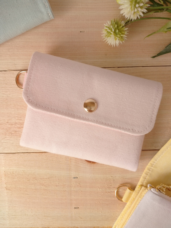 草花果樹のシンプルなミニ財布[軽量]＊サクラ＊ピンク 3枚目の画像