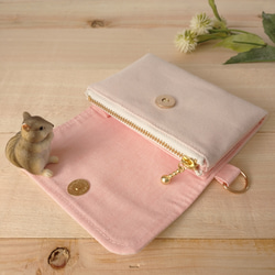 草花果樹のシンプルなミニ財布[軽量]＊サクラ＊ピンク 4枚目の画像