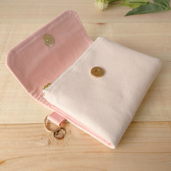 草花果樹のシンプルなミニ財布[軽量]＊サクラ＊ピンク 2枚目の画像