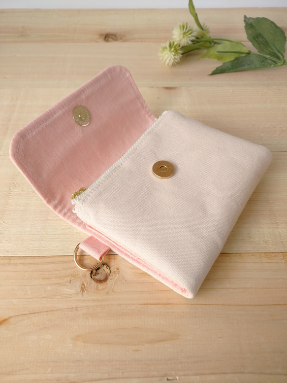草花果樹のシンプルなミニ財布[軽量]＊サクラ＊ピンク 2枚目の画像
