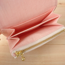 草花果樹のシンプルなミニ財布[軽量]＊サクラ＊ピンク 5枚目の画像
