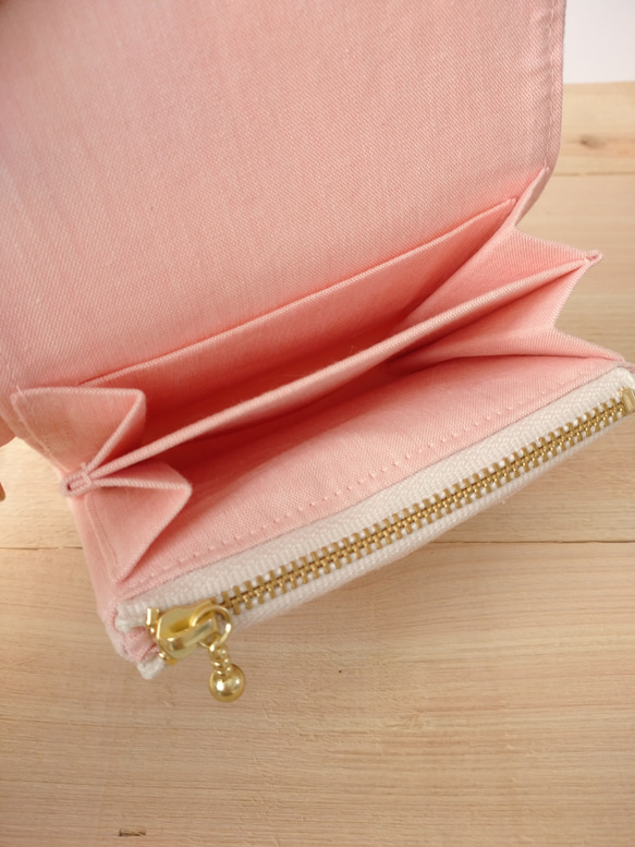 草花果樹のシンプルなミニ財布[軽量]＊サクラ＊ピンク 5枚目の画像