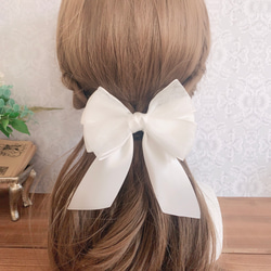 サテンリボン 白 レースリボン重ね ビッグダブルリボン ビッグリボン