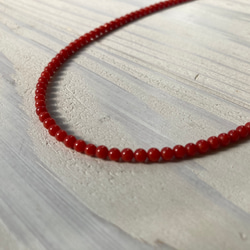 赤珠.珊瑚ネックレス約３ミリ珠.k18 5枚目の画像
