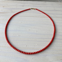 赤珠.珊瑚ネックレス約３ミリ珠.k18 13枚目の画像