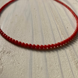 赤珠.珊瑚ネックレス約３ミリ珠.k18 4枚目の画像