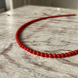赤珠.珊瑚ネックレス約３ミリ珠.k18 12枚目の画像