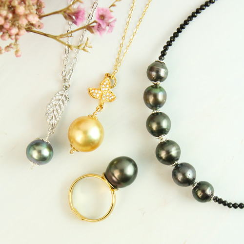 天然色】黒蝶パール ブラックスピネル ネックレス ネックレス