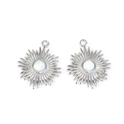 新作 [1 piece] Delicate Sunburst silver charm with natural opal NF 第1張的照片