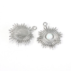 新作 [1 piece] Delicate Sunburst silver charm with natural opal NF 第5張的照片