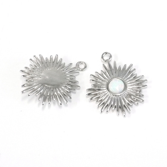 新作 [1 piece] Delicate Sunburst silver charm with natural opal NF 第5張的照片