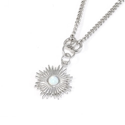 新作 [1 piece] Delicate Sunburst silver charm with natural opal NF 第3張的照片