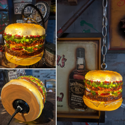 アメリカンダイナー  バーガーズカフェ ペンダントランプ  ハンバーガー ランプ  #吊り下げ式ライト  #店舗什器 5枚目の画像