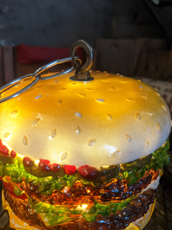 アメリカンダイナー  バーガーズカフェ ペンダントランプ  ハンバーガー ランプ  #吊り下げ式ライト  #店舗什器 8枚目の画像