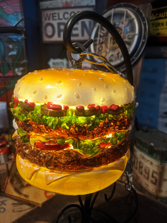 アメリカンダイナー  バーガーズカフェ ペンダントランプ  ハンバーガー ランプ  #吊り下げ式ライト  #店舗什器 7枚目の画像