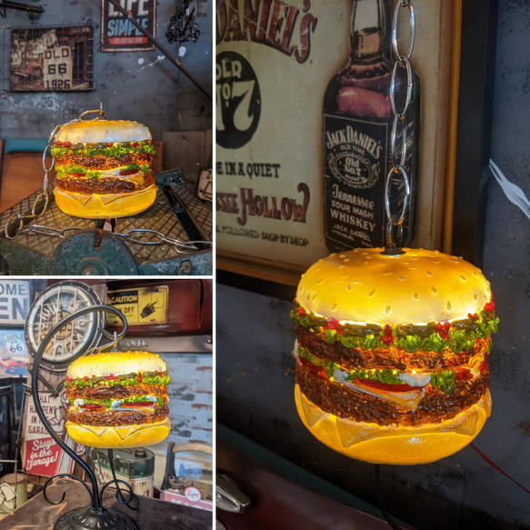アメリカンダイナー  バーガーズカフェ ペンダントランプ  ハンバーガー ランプ  #吊り下げ式ライト  #店舗什器 2枚目の画像