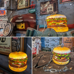 アメリカンダイナー  バーガーズカフェ ペンダントランプ  ハンバーガー ランプ  #吊り下げ式ライト  #店舗什器 4枚目の画像