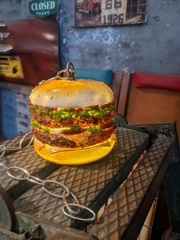 アメリカンダイナー  バーガーズカフェ ペンダントランプ  ハンバーガー ランプ  #吊り下げ式ライト  #店舗什器 1枚目の画像
