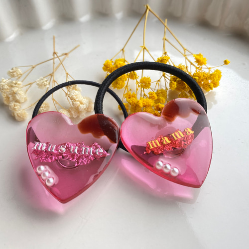 バレンタインデーハート レジンヘアゴム