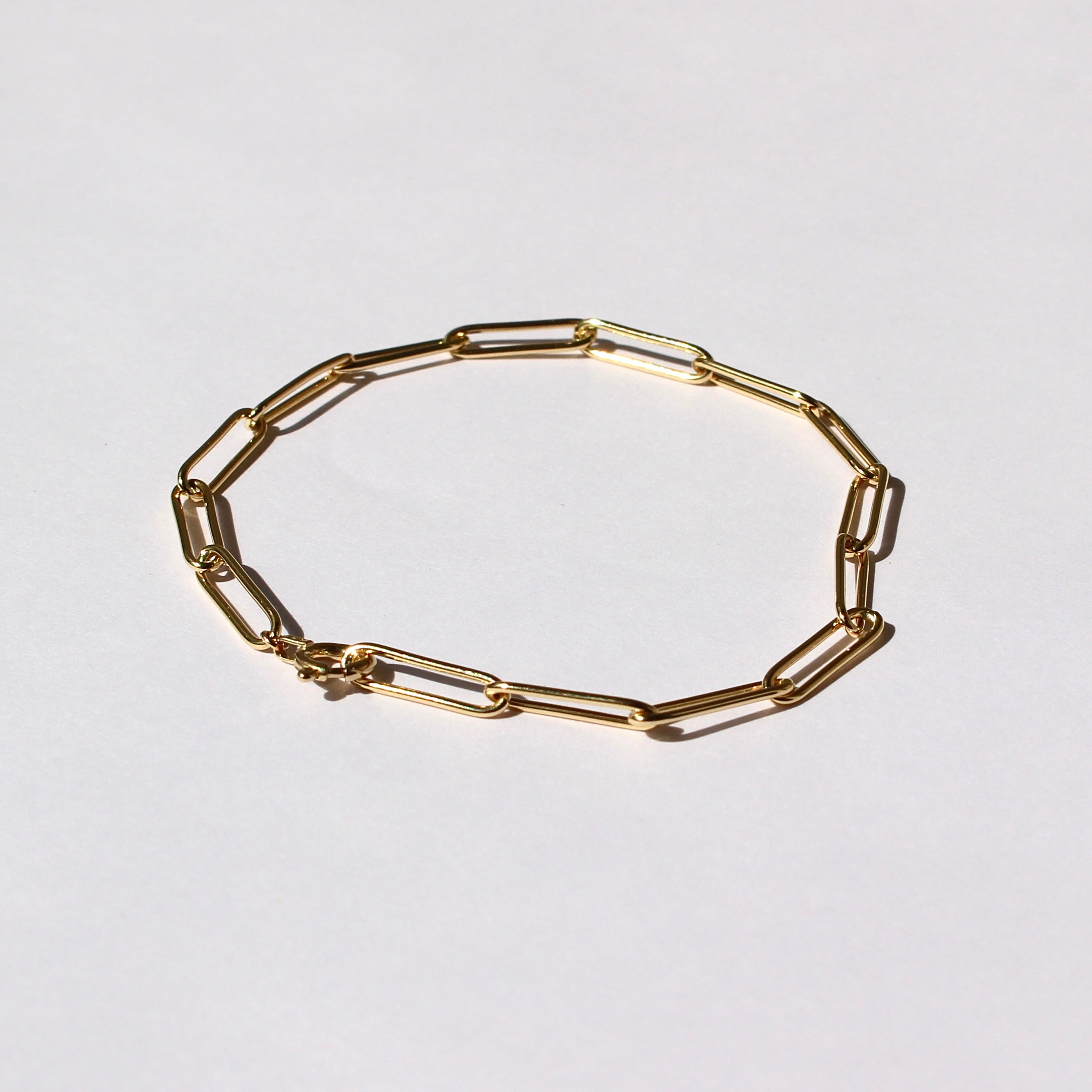Paper clip type chain bracelet / K18YG