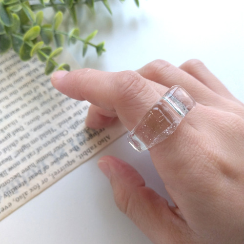 スクエア 歪なリング / クリアリング レジンリング アクリルリング