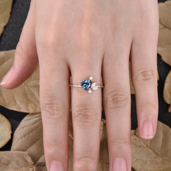 カラーチェンジ 6月誕生石 ハートカット アレキサンドライトリング 10月誕生石 オパール 結婚指輪 クラスターリング 5枚目の画像