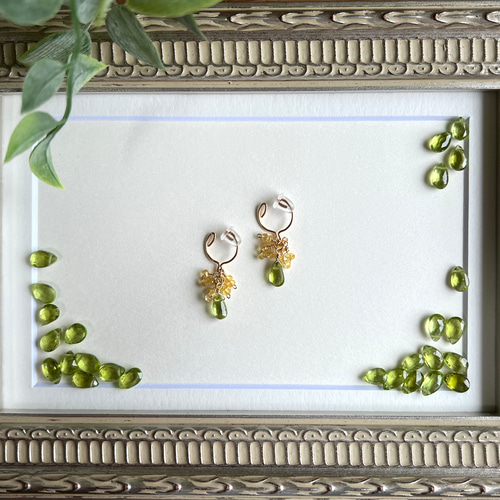 K18イエローサファイア&ペリドットピアス K18イエローサファイア&ペリドットピアス