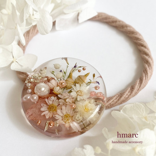 レジン 猫 ドライフラワー ヘアゴム ブローチ ポニーフック No