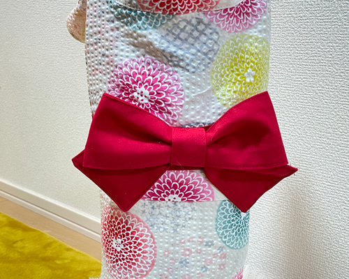 ☆新作犬服⭐︎浴衣 女の子用 花柄 リップル ホワイト ペット服