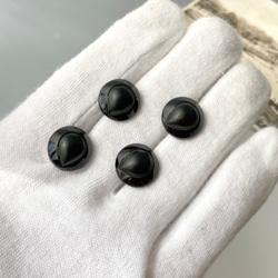 【送料無料】4個 1930年代 チェコ製 アンティーク ヴィンテージ 黒ガラスボタン 素材 [EY8500G] 5枚目の画像