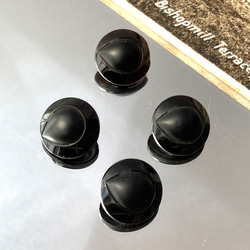 【送料無料】4個 1930年代 チェコ製 アンティーク ヴィンテージ 黒ガラスボタン 素材 [EY8500G] 2枚目の画像