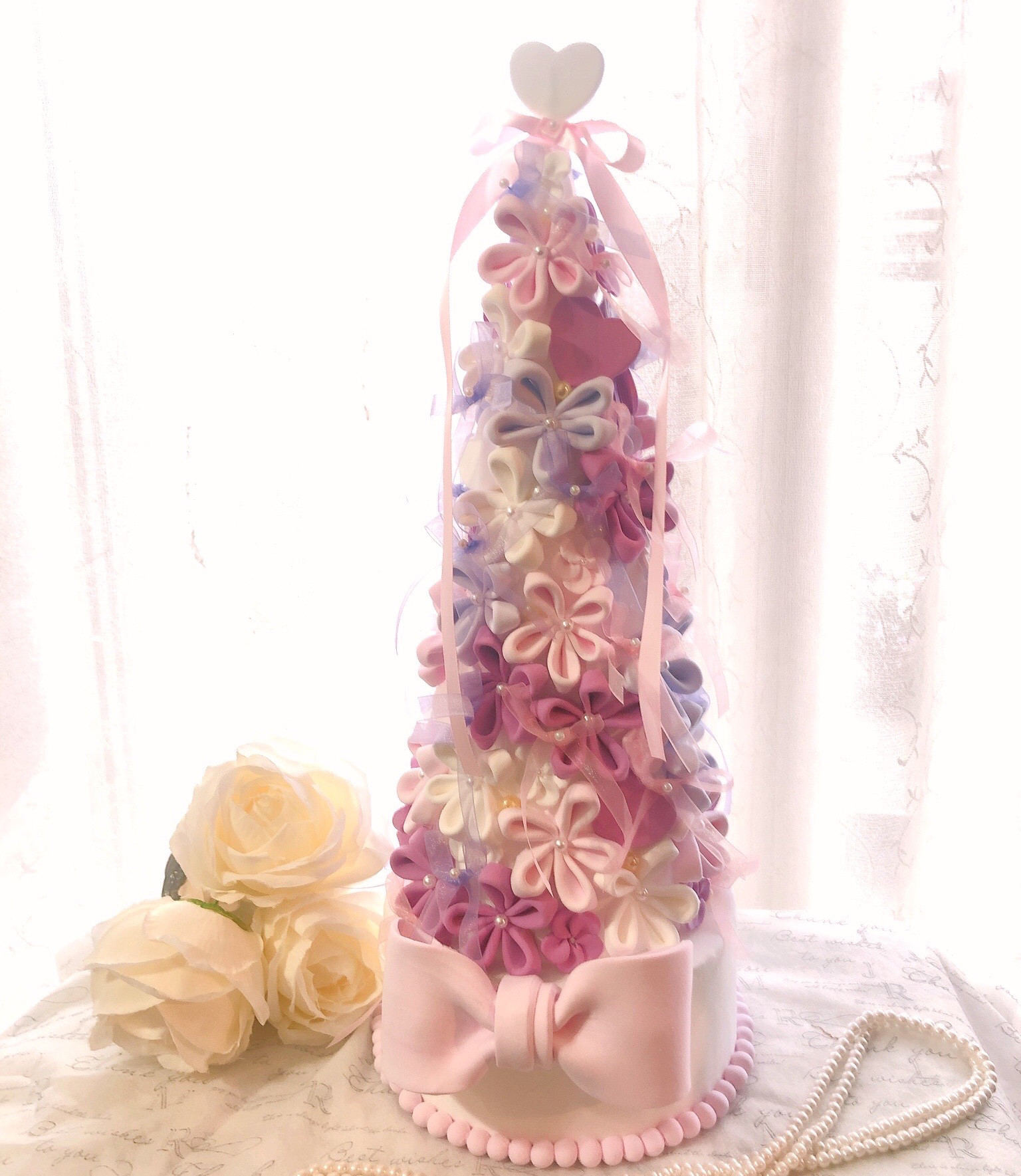 お花のタワー　クレイケーキ　バースデー、撮影会にも♡
