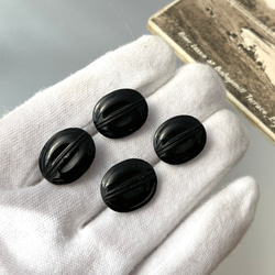 【送料無料】4個 1930年代 チェコ製 アンティーク ヴィンテージ 黒ガラスボタン 素材 [EY8500H] 5枚目の画像
