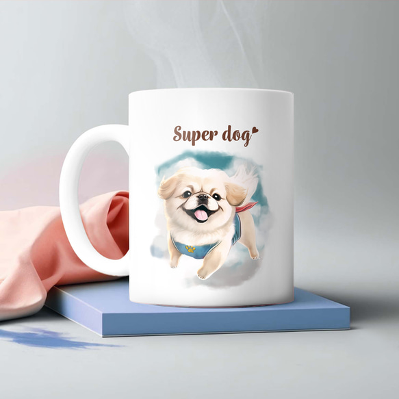 【 ヒーロー ペキニーズ 】 マグカップ　犬　ペット　うちの子　犬グッズ　ギフト　プレゼント　母の日 2枚目の画像