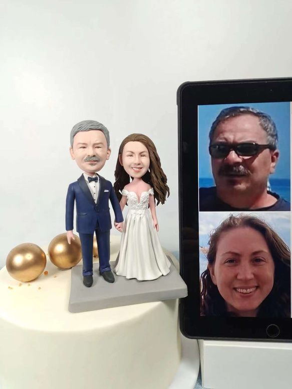 ケーキトッパー オーダーメイド 似顔絵プレゼント フィギュア人形ぬいぐるみ 結婚式祝い 周年記念日 夫婦 カップル 両親 