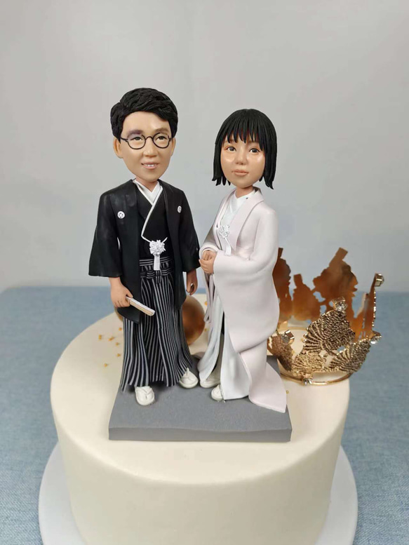 ケーキトッパー オーダーメイド 似顔絵プレゼント フィギュア人形ぬいぐるみ 結婚式祝い 周年記念日 夫婦 着物 両親 4枚目の画像